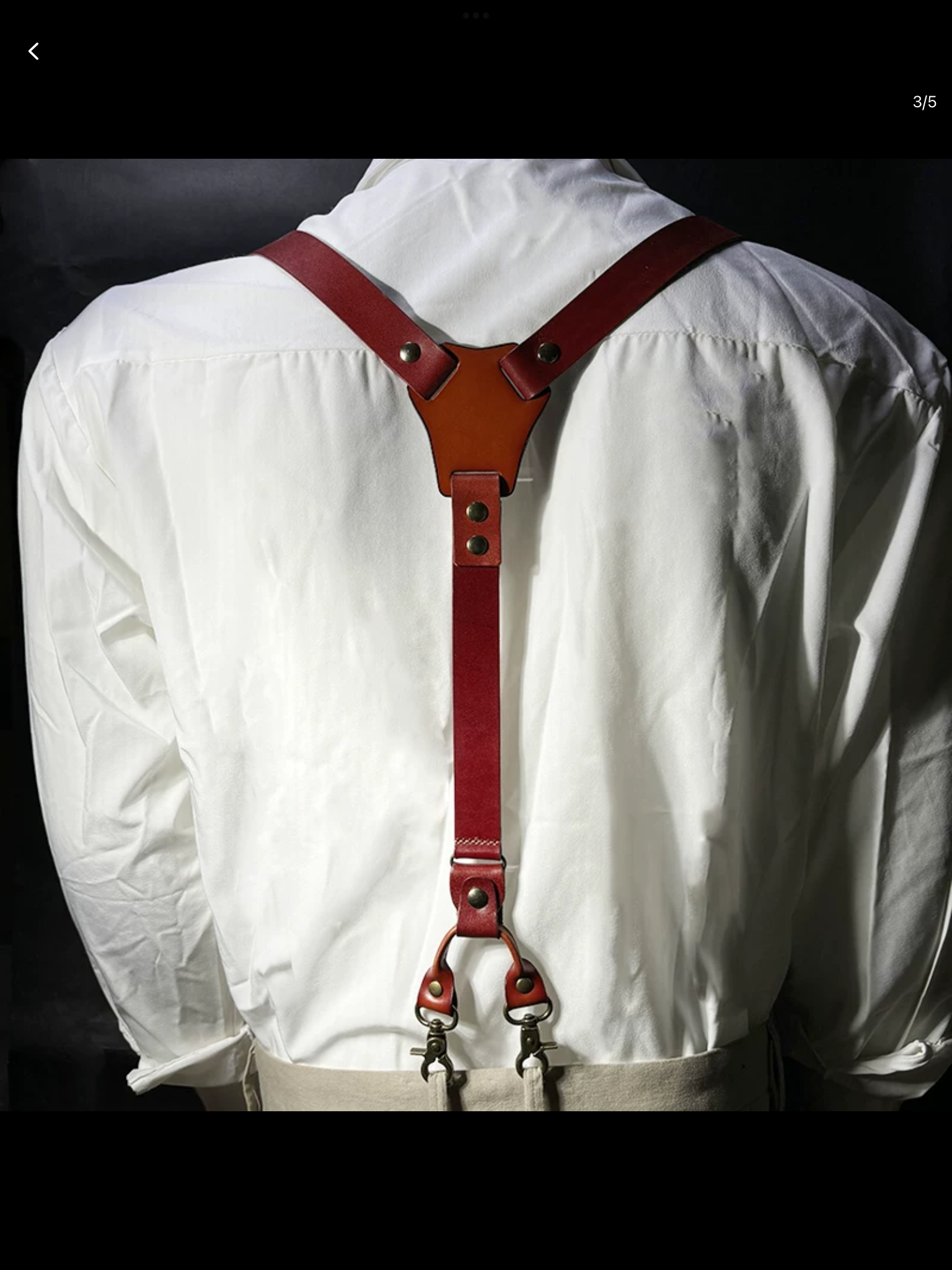 สายเอี๊ยมหนังแท้ สายรัดกางเกงคลิบทองเลือง หนังแท้ สี น้ำตาล 2.5ซม หู4จุด