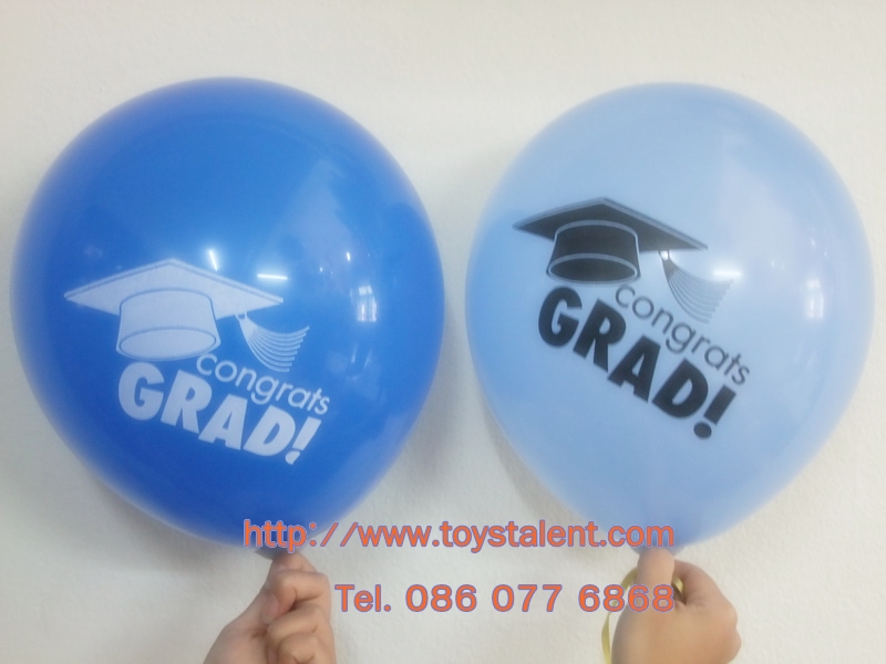 ลูกโป่งกลมพิมพ์ลาย Congrats รับปริญญา คละสี คละแบบ ไซส์ 12 นิ้ว แพ็คละ 10 ใบ (Round Balloons 12" - Congrats Printing latex balloons)