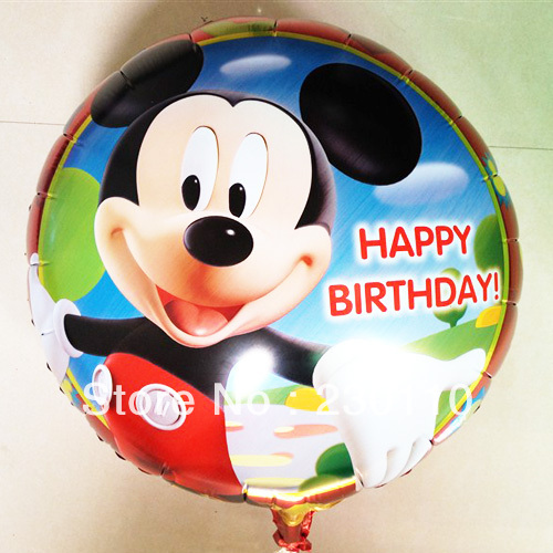 ลูกโป่งฟลอย์ Happy Birthday Mickey Mouse ทรงกลม - Foil Balloon HBD Mickey Mouse Round Shape / Item No. TL-D036
