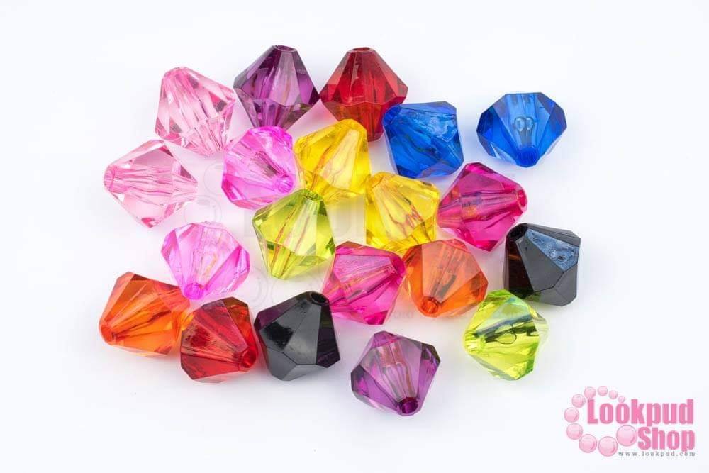 ลูกปัดพลาสติก ทรงคริสตัล คละสี 20มิล (1ถุง/500กรัม)