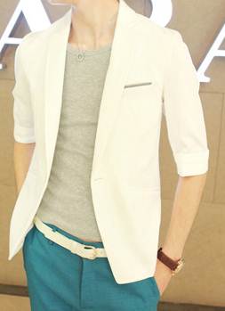 เสื้อสูทตัวเล็ก พับแขนสั้น กระเป๋าสีตัด อกSize No.40 นิ้ว สีดำ ขาว