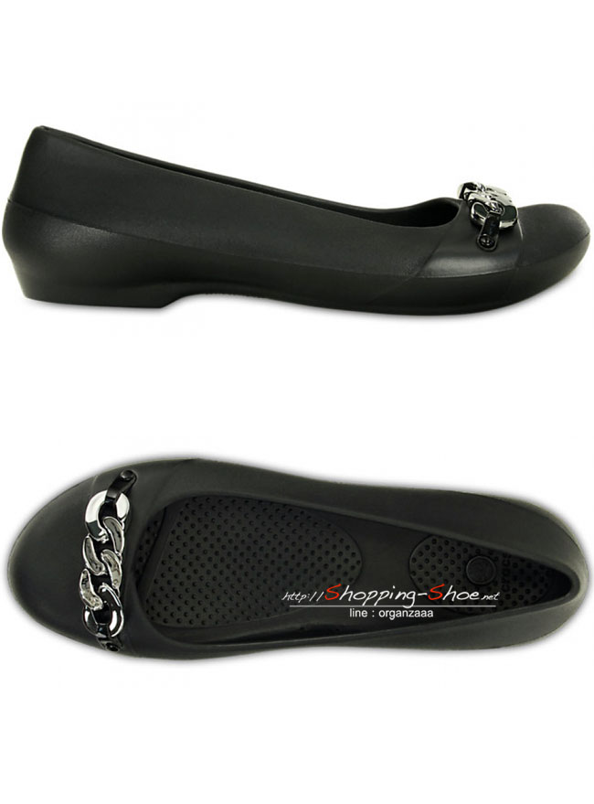Crocs Gianna Link Flat - Black / Silver ของแท้ Outlet ไทยและอเมริกา
