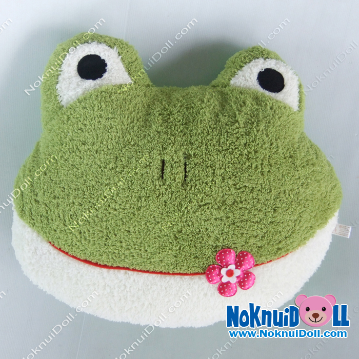 หมอนอิงตุ๊กตา หัว กบ ผ้าขนหนู เล็ก-กว้าง16นิ้ว