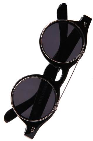 กรอบแว่นตากันแดดแฟชั่น เรโทร วินเทจ กลม แบบคลิบออน พับเปิดปิด (ลายกระ)