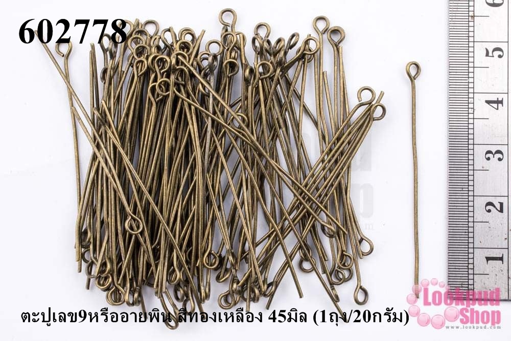 ตะปูเลข9หรืออายพิน สีทองเหลือง 45มิล (1ถุง/20กรัม)