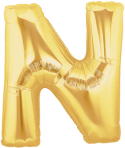 ลูกโป่งฟอยล์รูปตัวอักษร N สีทอง ไซส์จัมโบ้ 40 นิ้ว - N Letter Shape Foil Balloon Size 40" Gold Color