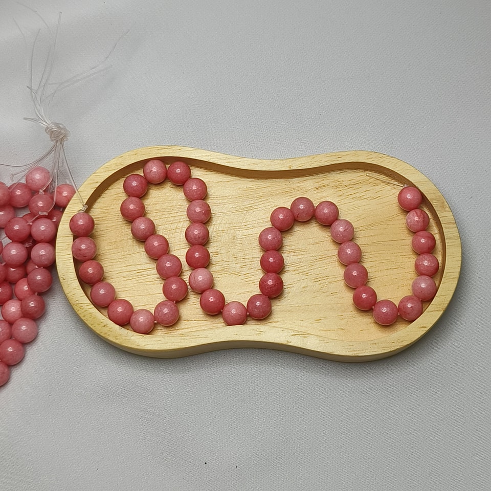 หินโรโดโครไซต์ - หินปลอบใจ ใจสงบ ลดเครียด ปลุกใจ ยาว 37 ซม. 10 มิล (42 เม็ด)