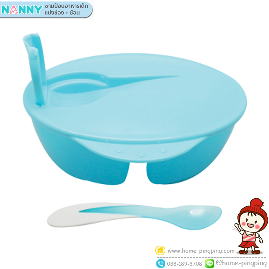 N105 #Nanny ชามป้อนอาหาร แบ่งช่อง มีฝา+ช้อน - ผลิตจากพลาสติก PP ที่มีความปลอดภัย BPA Free และสี Food Grade - รูปทรงออกแบบมา ให้คุณแม่จับถนัดมือขณะป้อนอาหารลูกน้อย - มีฝาปิดสนิท และที่เก็บช้อน เพื่อความสะอาดและสะดวกในการใช้งาน - ชามแบ่งออกเป็น 2 ช่อง เพื่อให้อาหารของลูกน้อยได้คุณค่าอาหารครบถ้วน ช่องแบ่งลึก ตักอาหารง่ายและไม่หก - ทนอุณหภูมิ -20 ถึง 120 องศา - เข้าไมโครเวฟได้ - เข้าเครื่องล้างจาน และ เครื่องนึ่งฆ่าเชื้อได้ แนะนำ ให้เปิดฝาก่อนอุ่นอาหาร อุ่นเพียง 1-3 นาที ขึ้นอยู่กับกำลังวัตต์ของไมโครเวฟ 600วัตต์ อุ่น3นาที 700วัตต์ อุ่น2นาที 800วัตตื อุ่น1นาที ไม่ควรใช้งานนานเกินไป ควรเปลี่ยนทุกๆ2-3เดือน #ถ้วยเก็บอาหาร #กล่องเก็บอาหารเด็ก #กล่องข้าวเด็ก #ชามป้อนอาหาร #ชามกินข้าวเด็ก #ชามแบ่งช่อง #ชามทานข้าวลูก #ชามเด็ก #กล่องแบ่งช่อง #กล่องอาหารแบ่งช่อง #ชามพกพา #อุปกรณ์ทานข้าวสำหรับเด็ก #แนนนี่