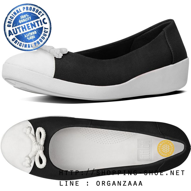 Fitflop F-Pop Ballerina Canvas Bow Black ของแท้ นำเข้าจาก USA และ UK