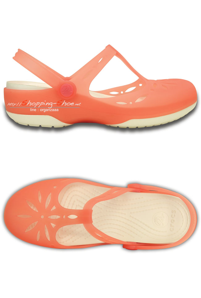 Crocs Carlie Cut Out Clog - Coral / Oyster ของแท้ Outlet ไทยและอเมริกา