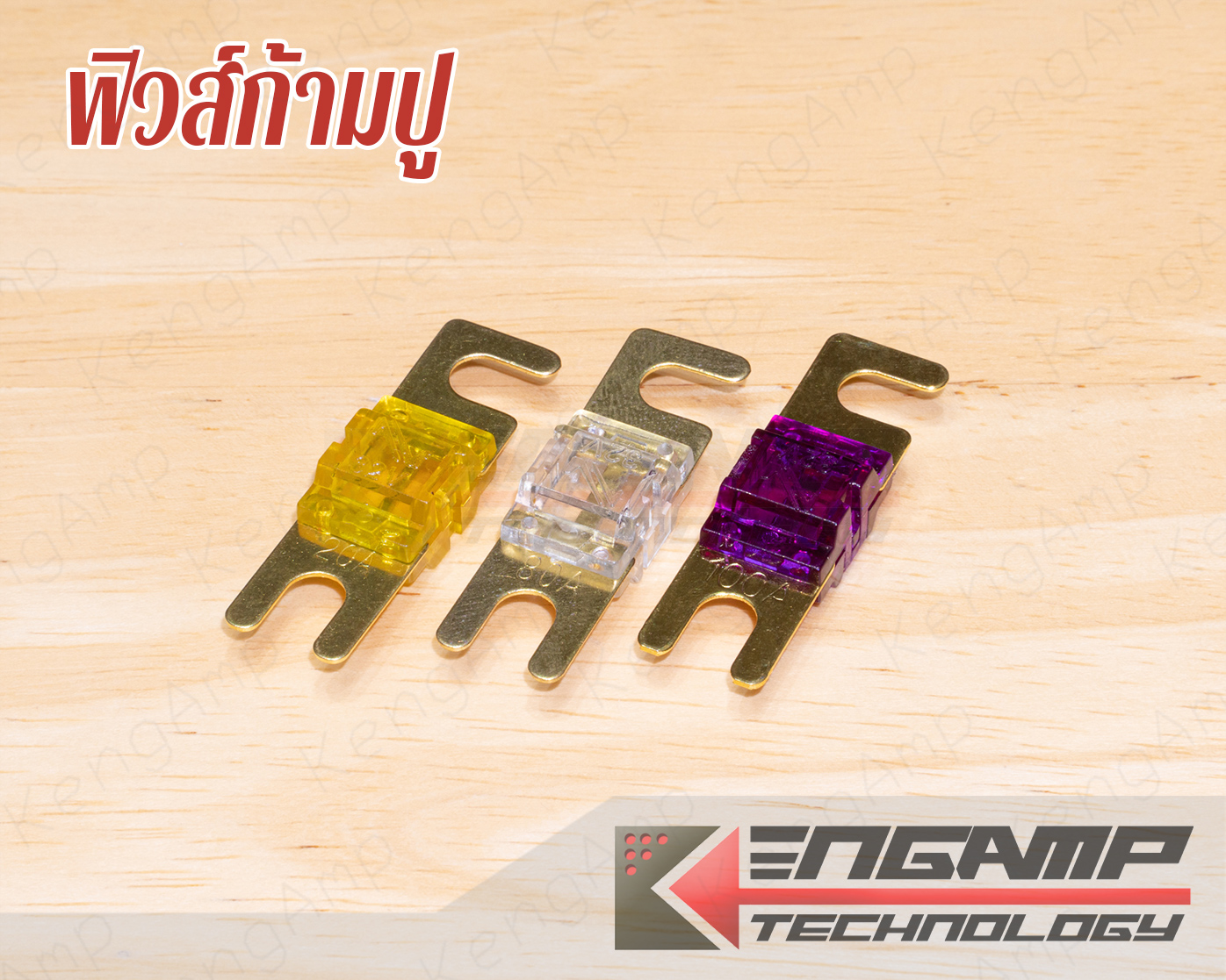 (มีตัวเลือก) [FUSE] ฟิวส์ก้ามปูรถยนต์ 20A 50A 80A 100A 150A หรือ 200A 32Vdc ขนาด 12x42mm รูยึด 5.5mm