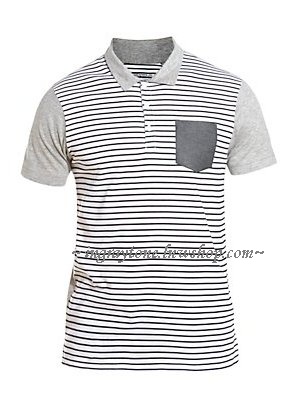 เสื้อยืดโปโล ทรงฟิต NL No.36 ลายขวาง