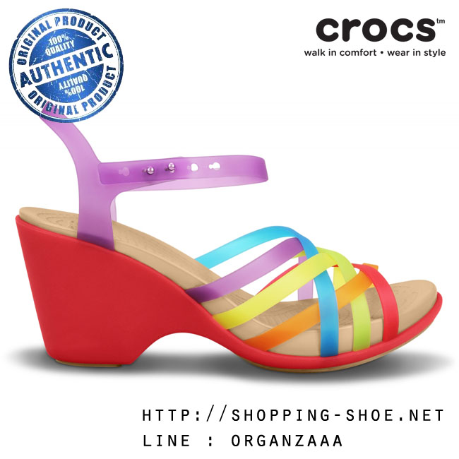 Crocs Huarache Sandal Wedge - Multi / Geranium ของแท้ Outlet ไทยและอเมริกา