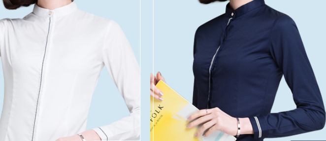เล็กใหญ่พิเศษ!!เสื้อเชิ้ตแขนยาวผู้หญิง คอจีน เข้ารูป ซ่อนกระดุม แต่งสาป size No.XS-4XL สีขาว น้ำเงิน