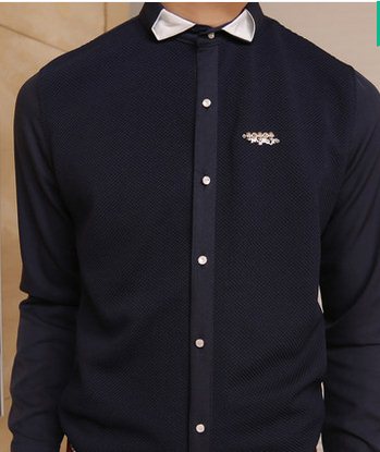 เสื้อเชิ้ตแขนยาว แจ็กการด หูกระต่าย No.35 39 สีน้ำเงินกรม