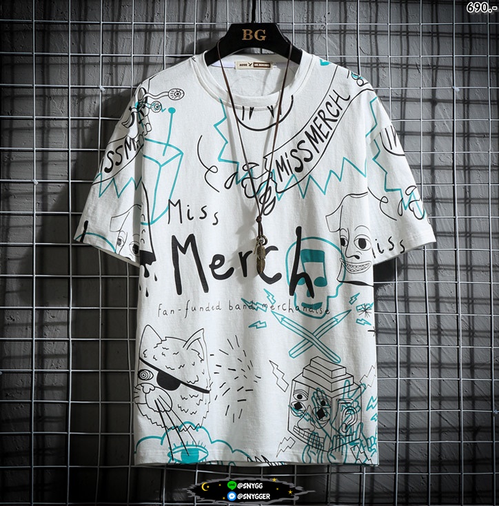 เสื้อยืดลาย Graphics สวยมาก สีขาว