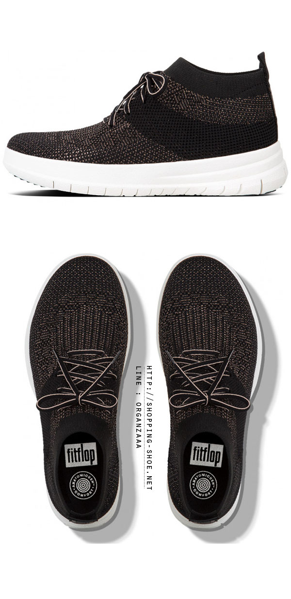 Fitflop Uberknit Hight Top Sneaker Black / Bronze Metallic ของแท้ นำเข้าจาก USA และ UK