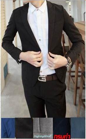 ลดล้างสต๊อค!!เสื้อสูทแฟชั่นผู้ชาย เข้ารูป ปกปิด Size No. 38 40 น้ำเงินกรมท่า เทา