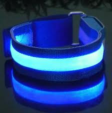 สายรัดแขนแถบไฟ LED กระพริบแสง สีฟ้า