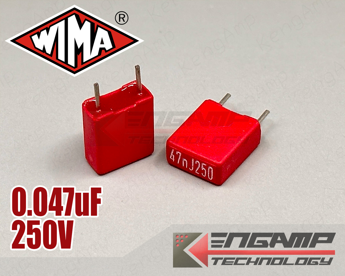 (10ตัว) [F-CAP] 0.047uF/250V 47nJ250V 47nK250V WIMA MKS2 5% 10% 3.4x7.2 H8.5mm P=5mm ผสมกัน