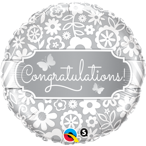 ลูกโป่งฟอลย์ทรงกลมแสดงความยินดี RND CONGRATULATIONS BURRERFILES/ Item No.TQ-17074 แบรนด์ Qualatex