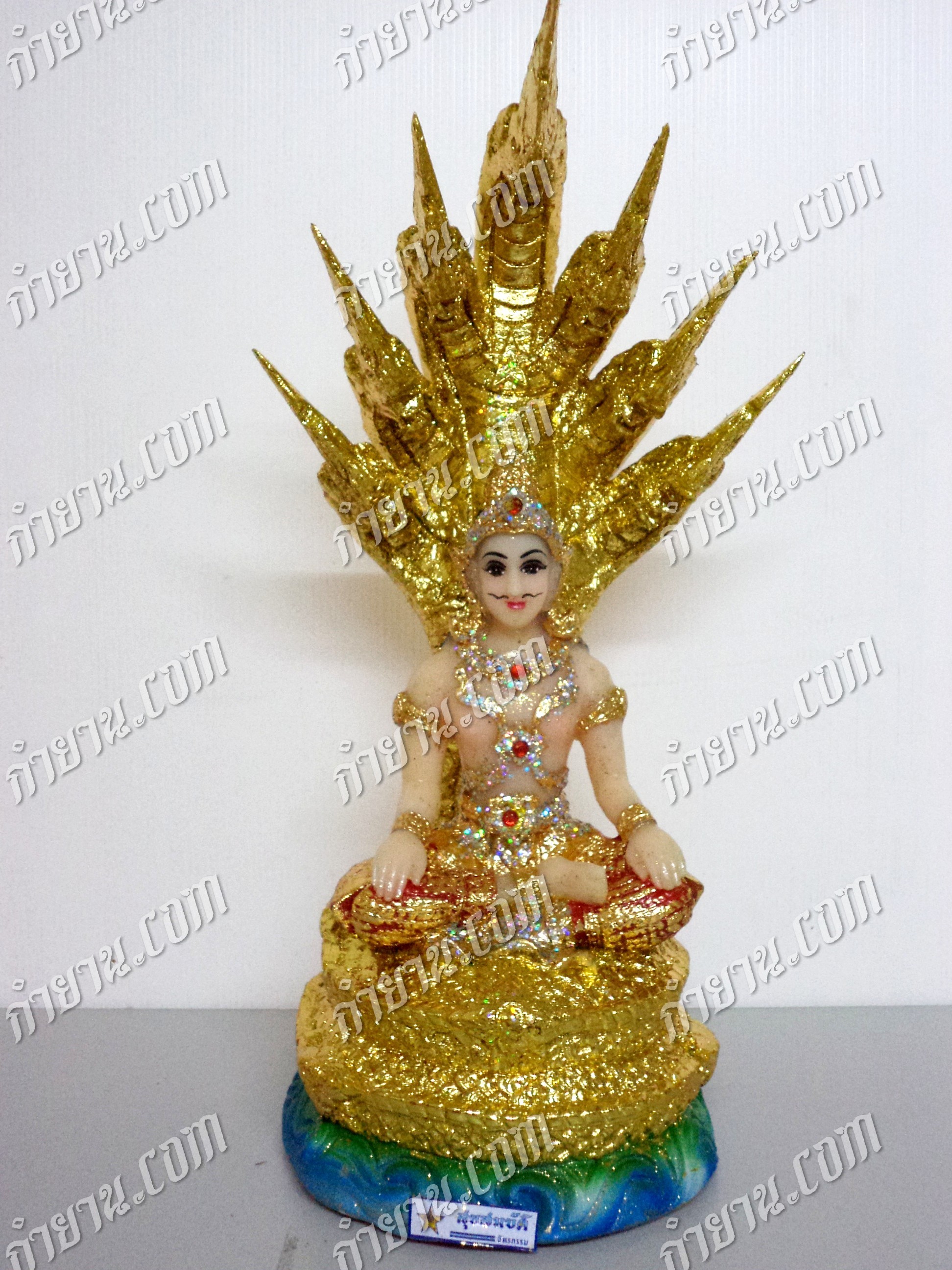 นาคา นั่งพญานาค 7 เศียร ปิดทอง หน้าตัก 5"