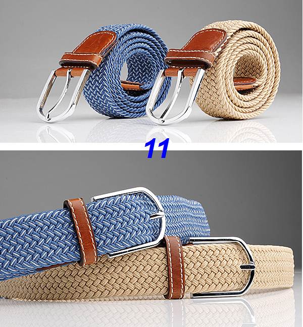 สีใหม่!!เข็มขัดยืด เข็มขัดหมุด แฟชั่น ถักสีสัน ( สีกากี ครึม ดำ แดง น้ำเงิน กรมท่า เทา สามสี )