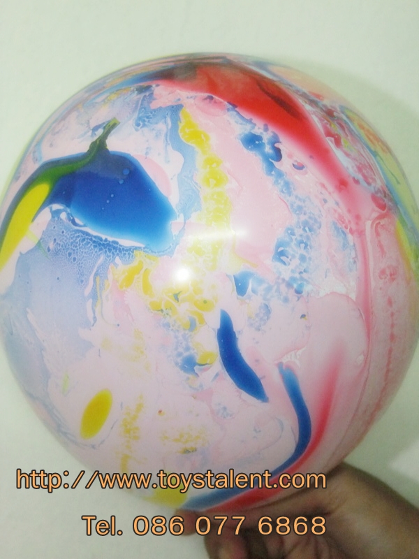 ลูกโป่งกลมพิมพ์ลาย สีรุ้ง ไซส์ 12 นิ้ว แพ็คละ 5 ใบ (Round Balloons 12" - Rainbow Printing latex balloons)