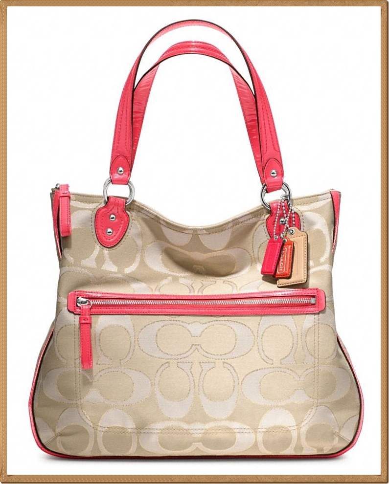 Coach Poppy Signature Metallic Outline Hallie Tote 22455