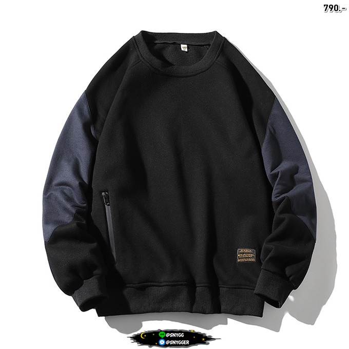 เสื้อแขนยาวสไตล์ญี่ปุ่น บุผ้าสำลีอย่างดี สีดำ