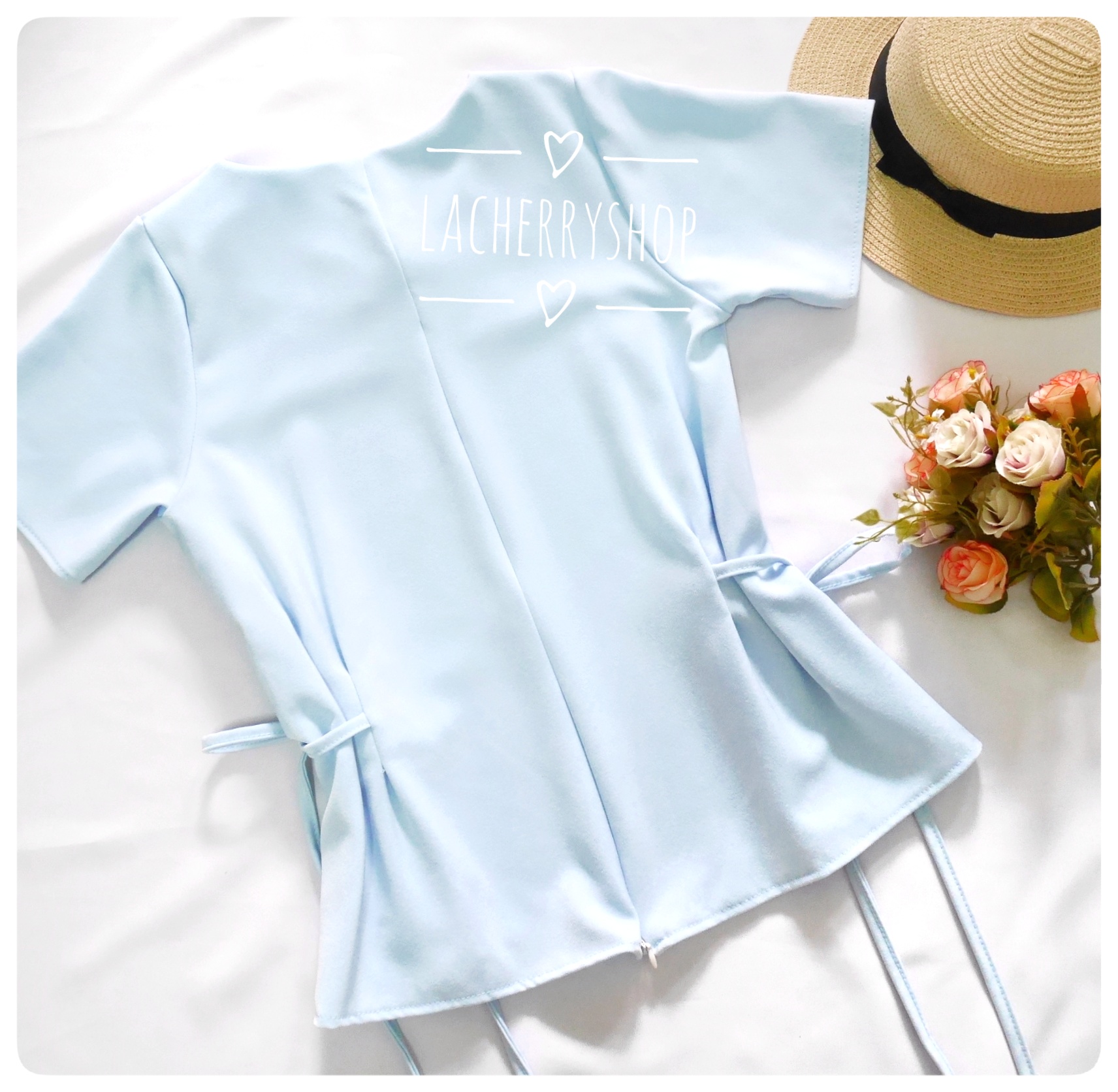 เสื้อแฟชั่นผ้าฮานาโกะ สีโอรส แบบผูกโบว์เอวสองข้าง แบบสวยน่ารักมากค่ะ เสื้อสีพื้น ใส่ง่าย ใส่สบาย เนื้อผ้าฮานาโกะคุณภาพดี