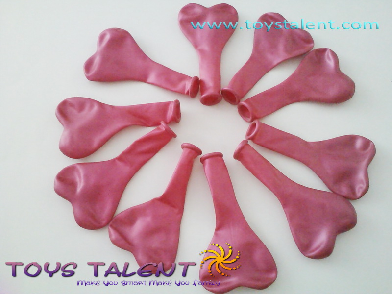 ลูกโป่งหัวใจ เนื้อเมททาลิก สีชมพูเข้ม ไซส์ 6 นิ้ว แพ็คละ 10 ใบ