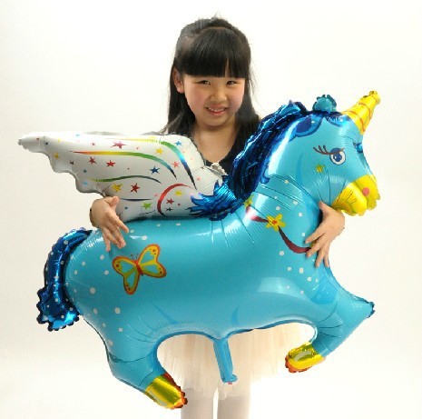 Blue Unicon Shape Foil Balloon - บอลลูนม้ายูนิคอร์นสีฟ้า/ Item No.TL-B014