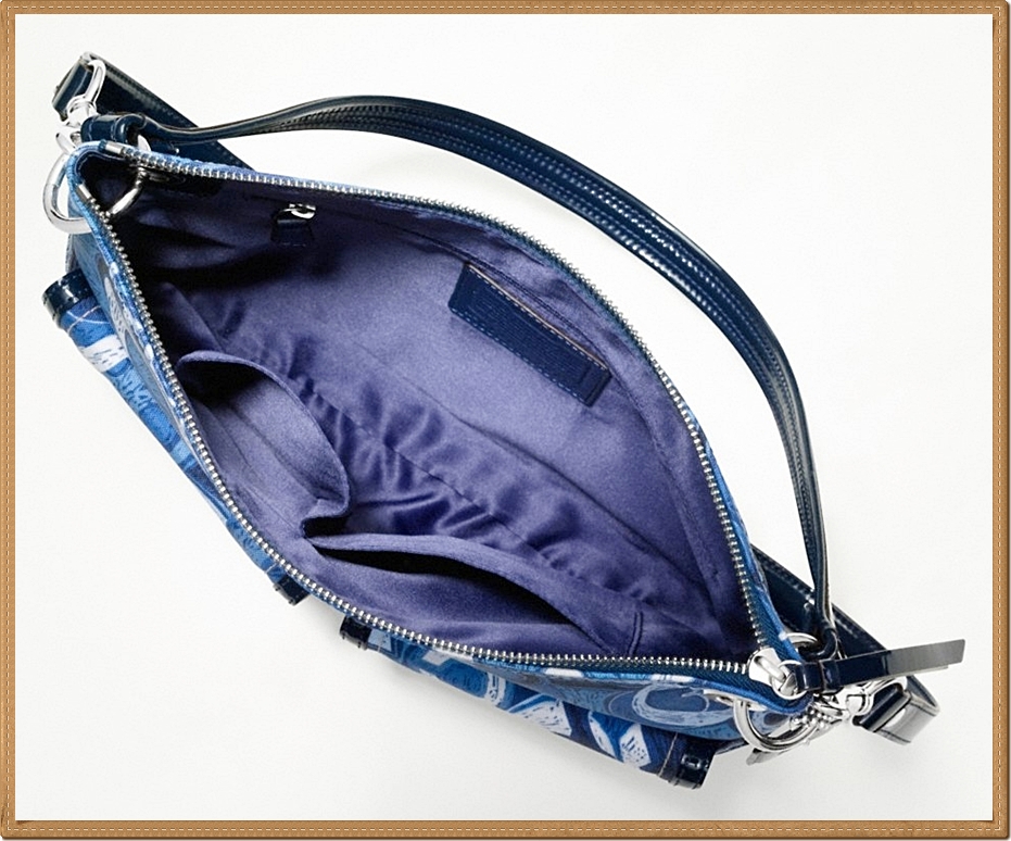 Coach Poppy Denim Print Pocket Hippie Blue Multicolor 19882