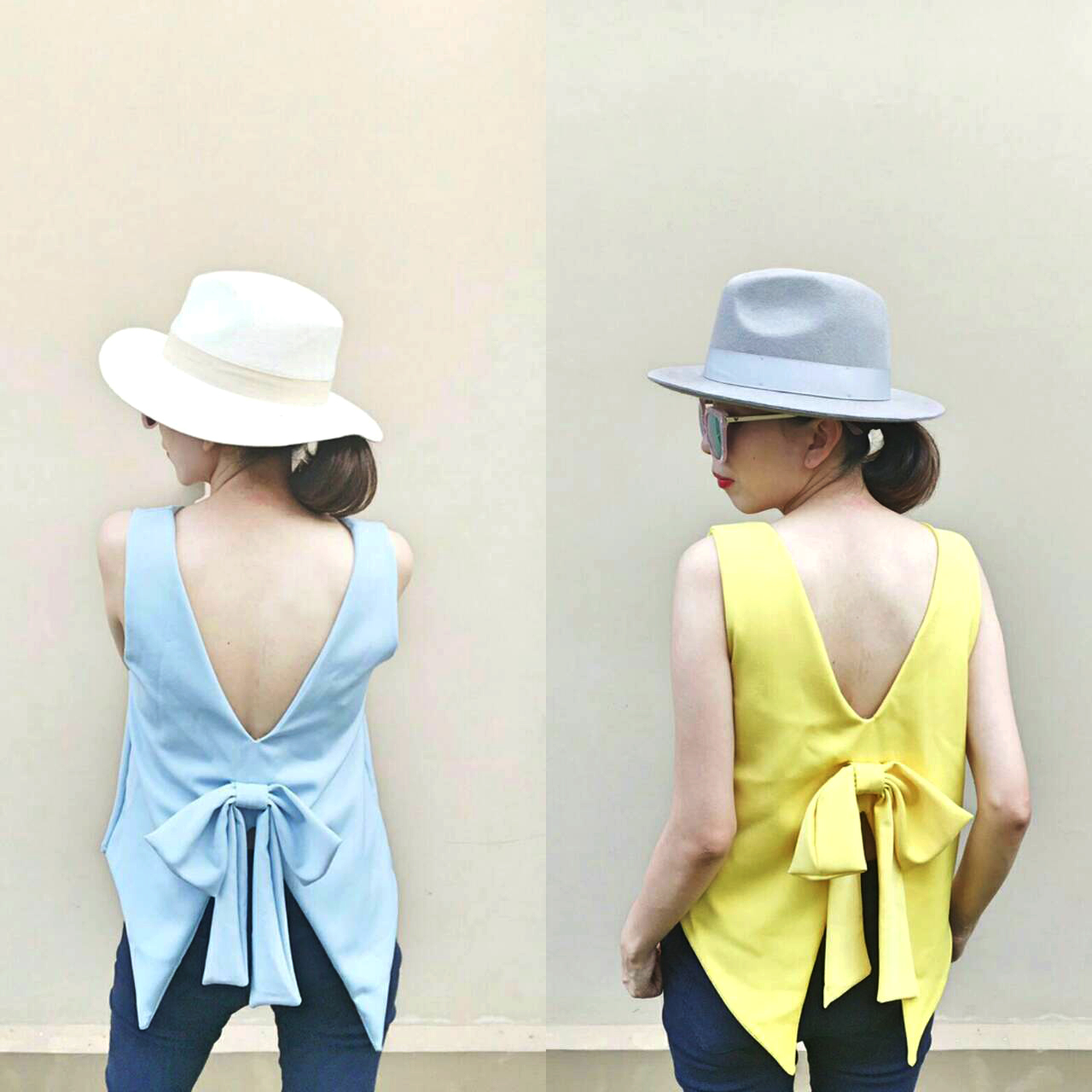 เสื้อแฟชั่น ผ้าฮานาโกะ สีพาสเทล เขียวมิ้นท์ แขนกุด ผูกโบว์ด้านหลัง แบบสวยน่ารัก สินค้าคุณภาพ ราคาไม่แพง