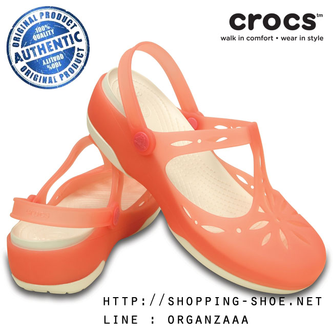 Crocs Carlie Cut Out Clog - Coral / Oyster ของแท้ Outlet ไทยและอเมริกา