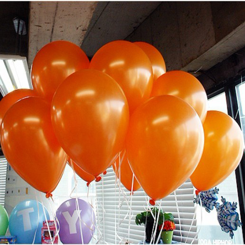 ลูกโป่งกลมเนื้อเมททัลลิก สีส้ม ไซส์ 12 นิ้ว แพ็คละ 10 ใบ (Orange Metallic Round Balloon Size 12")