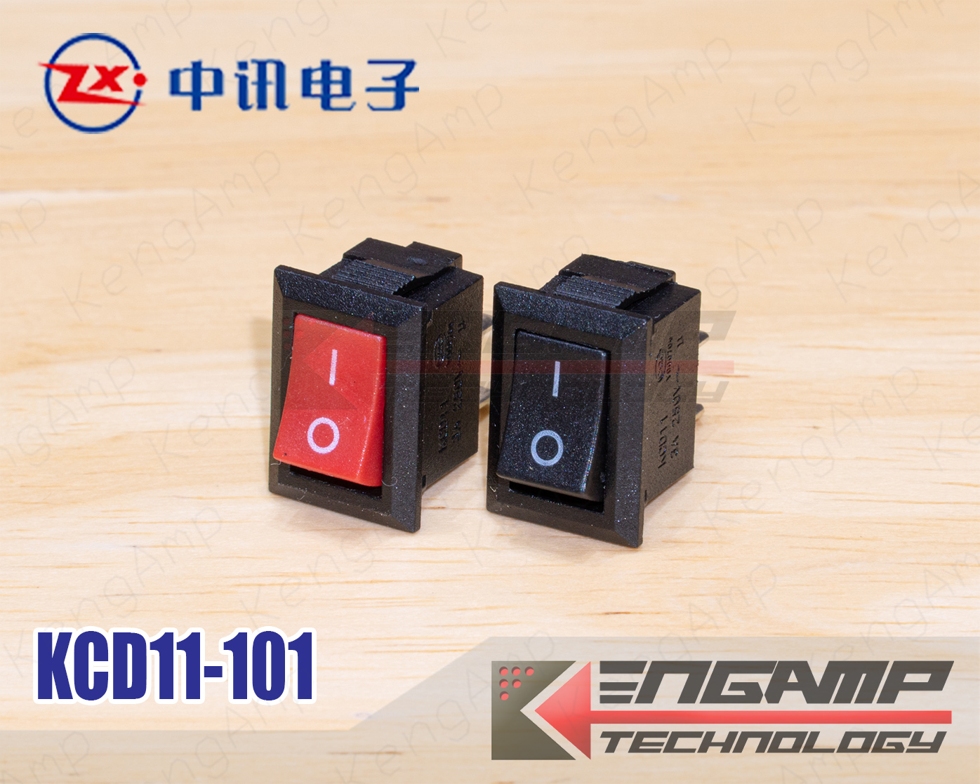 (มีตัวเลือก) [SW] KCD11-101 3A/250Vac สีดำหรือแดง ZhongXun สวิตซ์จิ๋วขนาด 10x15mm ช่องใส่ขนาด 9.2x13.8mm