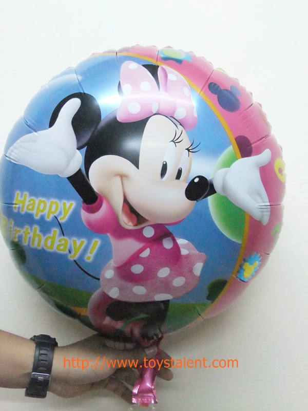 ลูกโป่งฟลอย์ Happy Birthday Minnie Mouse ทรงกลม - Foil Balloon HBD Minnie Mouse Round Shape / Item No. TL-D036 B