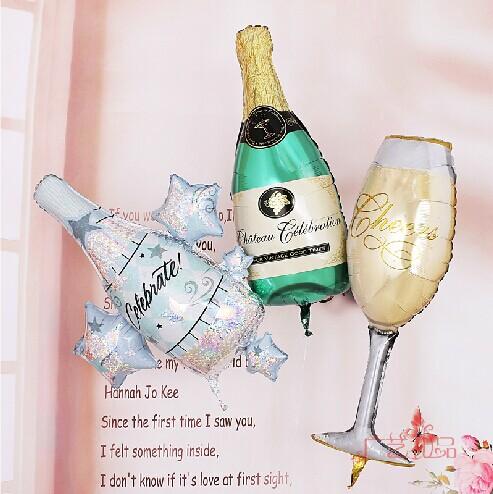 ลูกโป่งฟอยล์รูปขวดแชมเปญ ไซส์ 96*50 cm. - A Bottle of Champagne Shape Foil Balloon / TL-D071