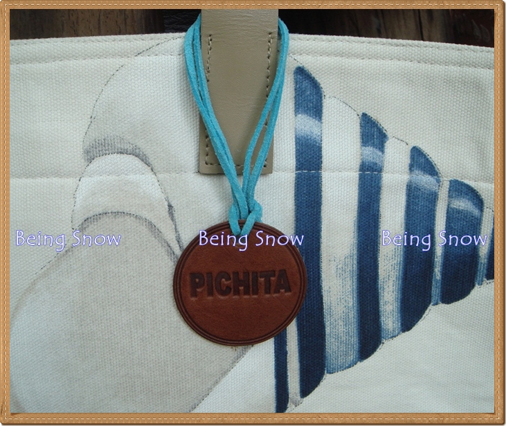 กระเป๋าช๊อปปิ้งพิมพ์ลายหอยทะเล - สีฟ้า