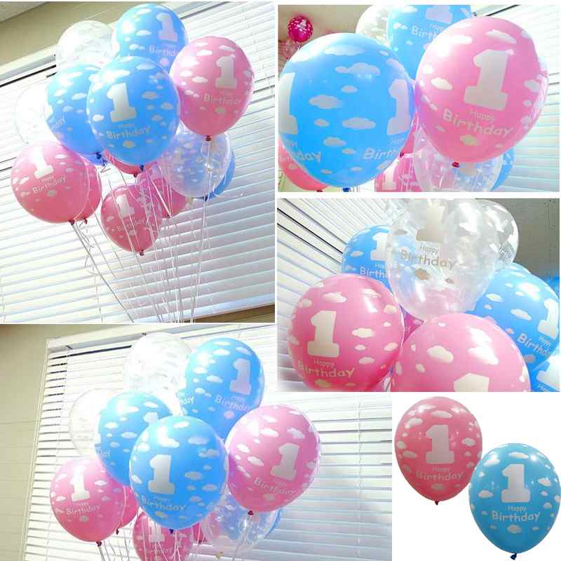 ลูกโป่งกลมพิมพ์ลาย 1st Birthday สีชมพูอ่อน แพ็คละ 10 ใบ(Round Balloons 12" - Printing 1st Birthday Light Pink color)