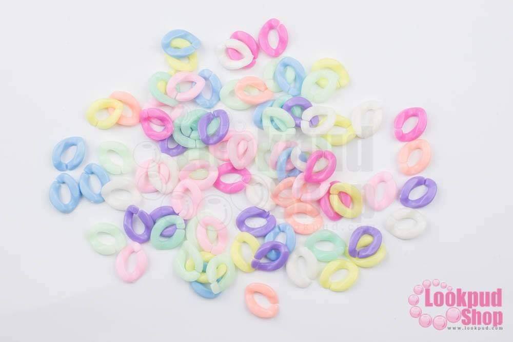 โซ่ห่วงพลาสติก คละสีพาสเทล 11X14มิล (1ถุง/500กรัม)