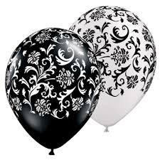 ลูกโป่งกลมพิมพ์ลาย Damask Print Balloons (Black & White) แพ็คละ 10 ใบ(Round Balloons 12"- Printing Damask Print Balloons (Black & White)
