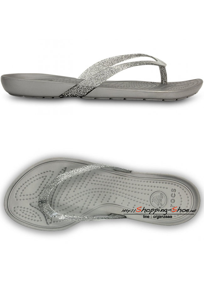 Crocs Really Sexi Glitter Flip - Silver ของแท้ Outlet ไทยและอเมริกา