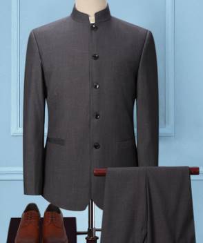 ชุดเสื้อสูท คอจีน oversizeชาย VIP เสื้อ+กางเกง Size No.35 37-39-41-43-45 ดำ เทา ขาว น้ำเงิน