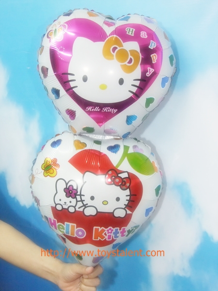 ลูกโป่งฟลอย์หัวใจต่อกัน ลายคิตตี้ - Kitty 2 Heart Foil Balloon / Item No. TL-A121