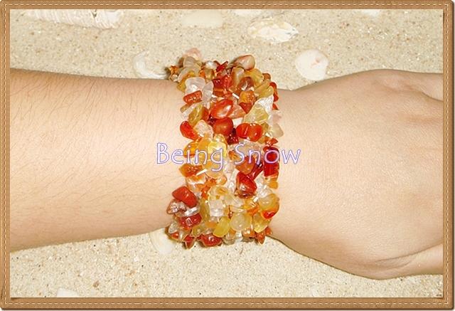 สร้อยข้อมือยางยืด - หินคาร์เนเลี่ยน