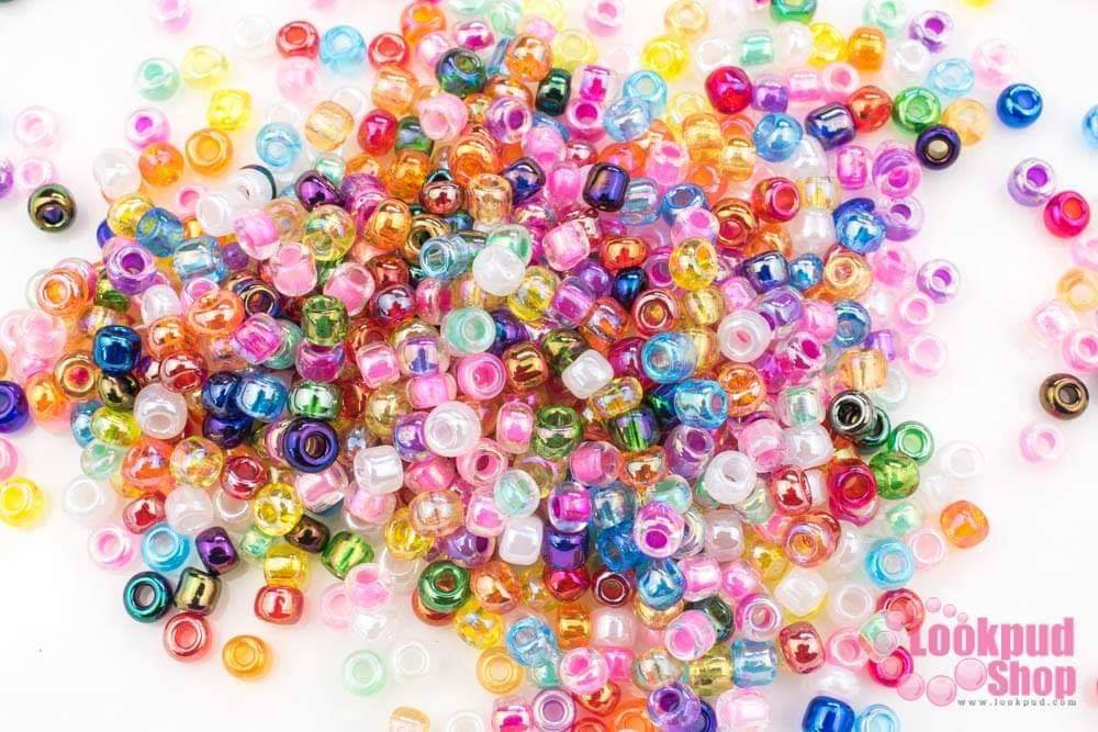 ลูกปัดจีน กลม คละสี เหลือบรุ้ง (Glass) 3มิล #M (1ถุง/400กรัม)