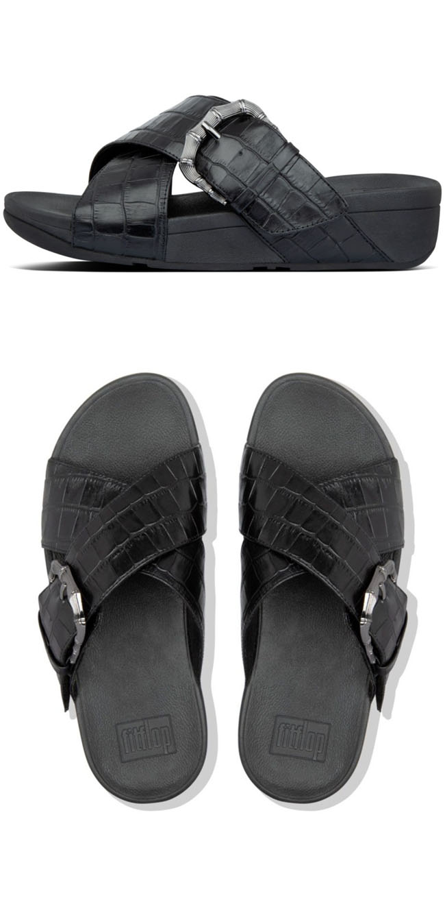Fitflop Lulu Croco Slide Black ของแท้ นำเข้าจาก USA และ UK
